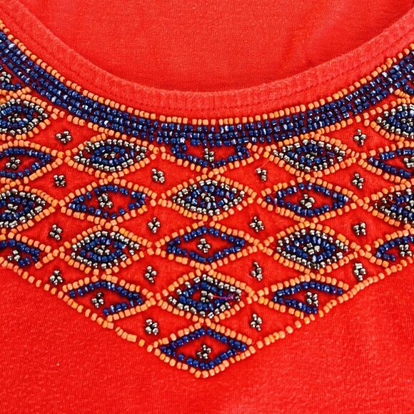 Red White and Blue Tank Top Bundle 4 Shirts Size L Stars Solids Beaded Patriotic - Picture 3 of 9